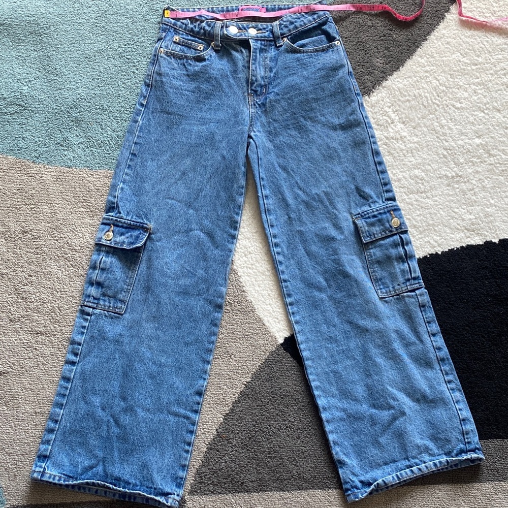 Edikted Wide Leg Blue Jeans